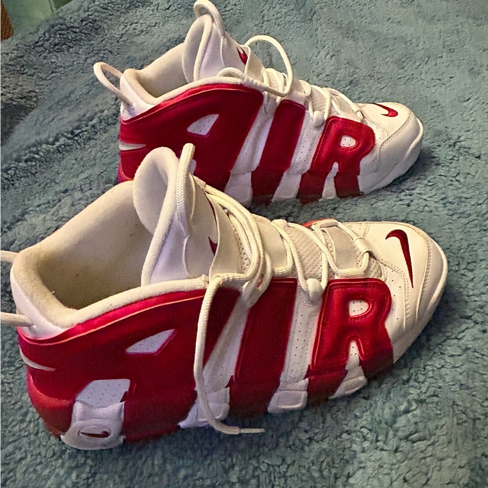 Nike Air More Uptempo, white with red letters. Size 12.